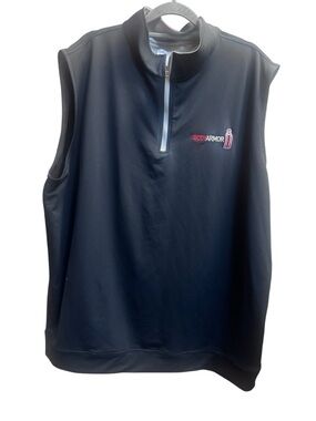 PETER MILLAR GALWAY Stretch Loop Terry Quarter-Zip Vest Size XXL Black